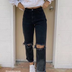 Grey bandit black ripped jeans